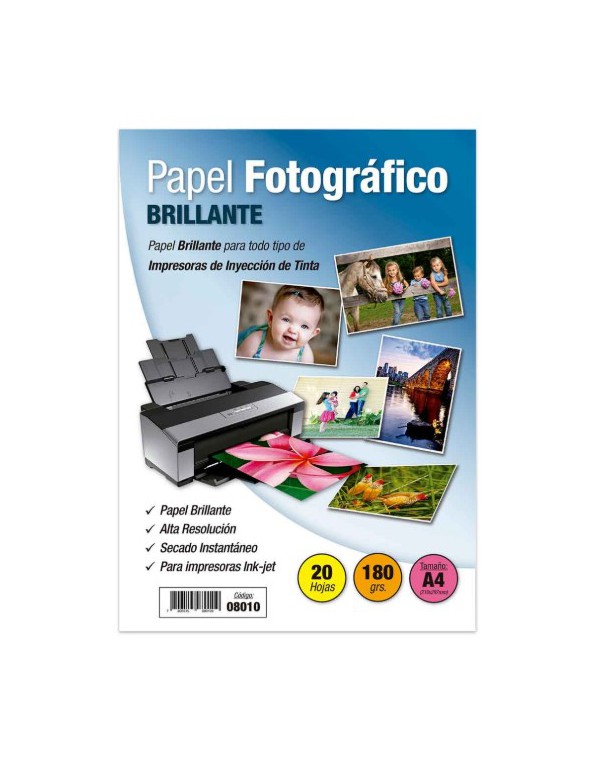 Papel Fotografico A4 Adetect Brillante 20H. 08010  180g. | DColon