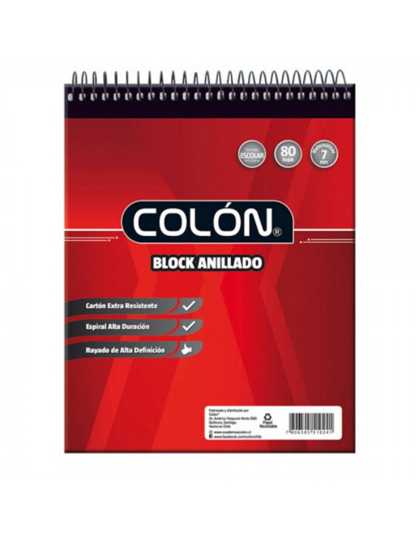 Block Colon Escolar Espiral 7mm BE-32/80 11646 | DColon