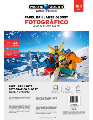 Papel Fotog Pacific 180g 20H A4 Glossy PCPHOTO180 | DColon