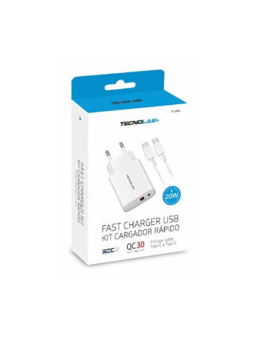 Cargador Tecnolab QC3.0 +PD C/Cable USB-C  A Tipo C TL468 | DColon