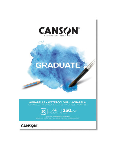 Pad Canson Grad. Acuarela 20h. A3 29.7x42cm 250g.C400110375 | DColon